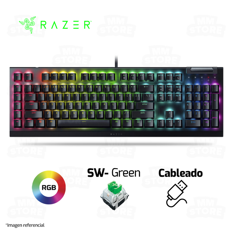 TECLADO RAZER BLACKWIDOW V4 X | MECANICO | INGLES | SW-GREEN | RGB | NEGRO