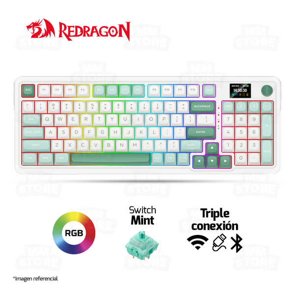 TECLADO REDRAGON GALATIN PRO K719WG | INGLES | INALAMBRICO | SW-MINT | RGB | BLANCO-VERDE