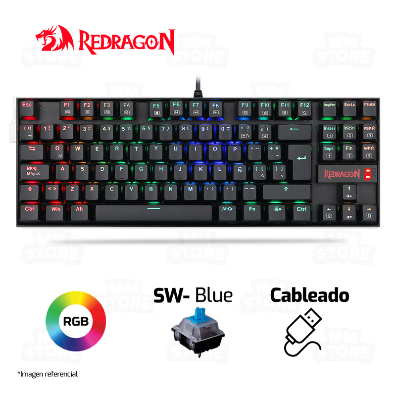 TECLADO REDRAGON KUMARA K552 | MECANICO | SW-BLUE | RGB | NEGRO