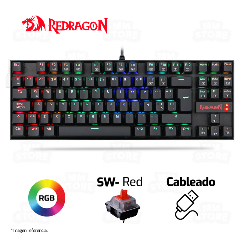 TECLADO REDRAGON KUMARA K552 | MECANICO | SW-RED | RGB | NEGRO