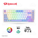 TECLADO REDRAGON UCALMAX K673WBP | INGLES | INALAMBRICO | SW-MINT | RGB | MORADO-BLANCO