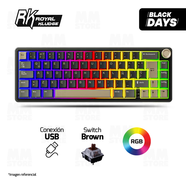 TECLADO ROYAL KLUDGE R65 | ESPAÑOL | MECANICO| SW-BROWN | RGB | PHANTOM