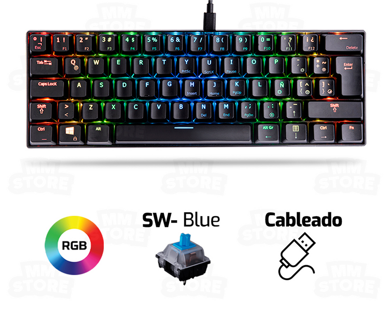 TECLADO VSG MINTAKA | MECANICO | SW-BLUE | RGB | NEGRO