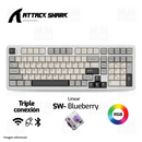 TECLADO ATTACK SHARK X98 | INGLES | INALAMBRICO | SW LINEAR BLUEBERRY | RGB | BLANCO - GRIS - GRIS OSCURO