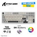 PRE-VENTA | TECLADO ATTACK SHARK X98 | INGLES | INALAMBRICO | SW LINEAR BLUEBERRY | RGB | BLANCO - GRIS - GRIS OSCURO