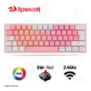 TECLADO REDRAGON FIZZ PRO K616 | ESPAÑOL | INALAMBRICO | MECANICO | SW-RED | RGB | ROSADO-BLANCO