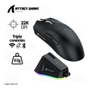 MOUSE ATTACK SHARK X11 | BASE DE CARGA | INALAMBRICO - BLUETOOTH | 22,000 DPI | NEGRO