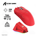 MOUSE ATTACK SHARK X11 | BASE DE CARGA | INALAMBRICO - BLUETOOTH | 22,000 DPI | ROJO