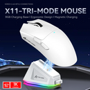 MOUSE ATTACK SHARK X11 | BASE DE CARGA | INALAMBRICO - BLUETOOTH | 22,000 DPI | NEGRO