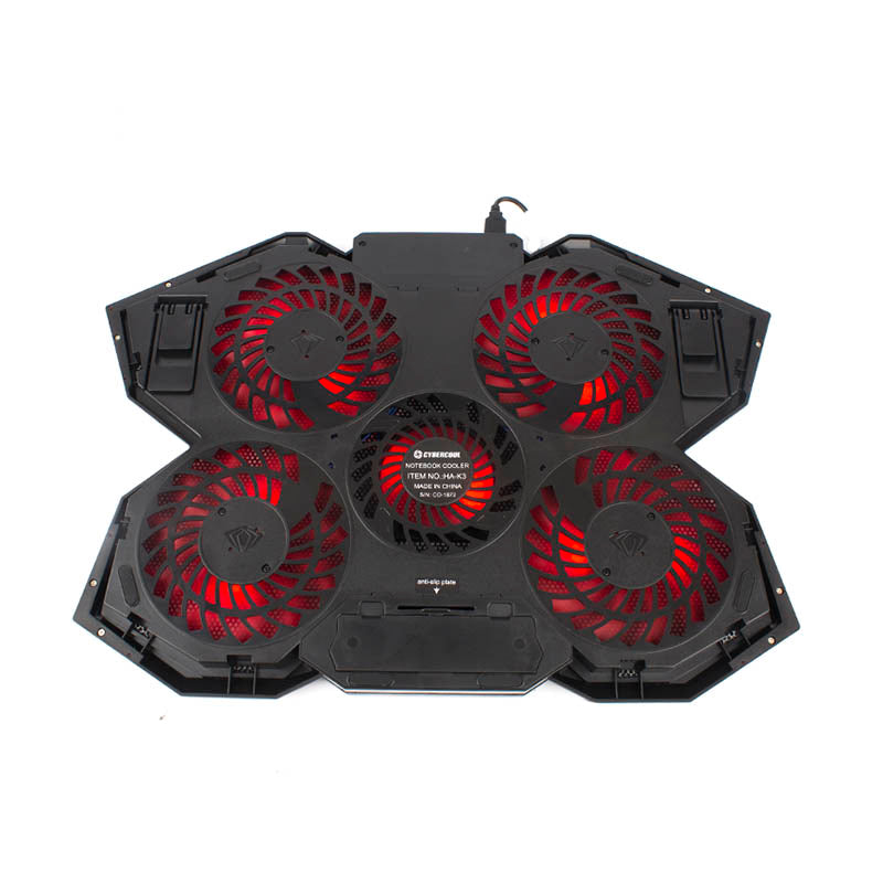 COOLER PARA LAPTOP CYBERCOOL HA-K3 | 5 VENTILADOR | LUZ ROJA