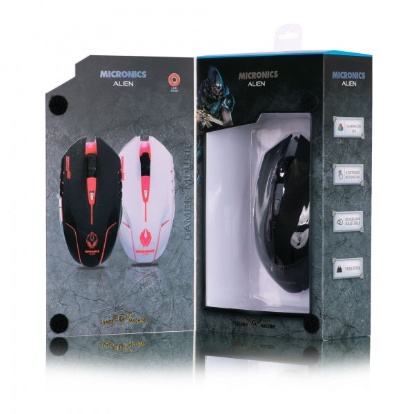 MOUSE MICRONICS ALIEN MIC M834WL | INALAMBRICO | 1,600 DPI | ROJO | BLANCO