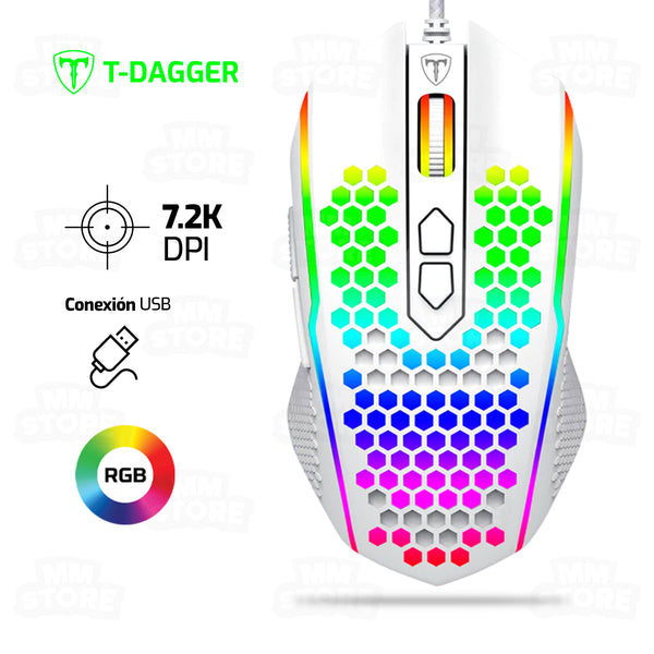 MOUSE T-DAGGER IMPERIAL T-TGM310RGB | 7200DPI | RGB | BLANCO