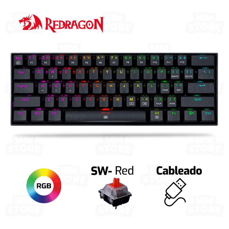 TECLADO REDRAGON DRAGONBORN K630 | INGLES | MECANICO | SW-RED | RGB | NEGRO