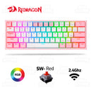 TECLADO REDRAGON FIZZ PRO K616 | ESPAÑOL | INALAMBRICO | MECANICO | SW-RED | RGB | BLANCO-ROSADO