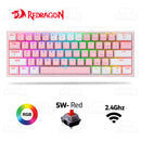 TECLADO REDRAGON FIZZ PRO K616 | ESPAÑOL | INALAMBRICO | MECANICO | SW-RED | RGB | ROSADO-BLANCO