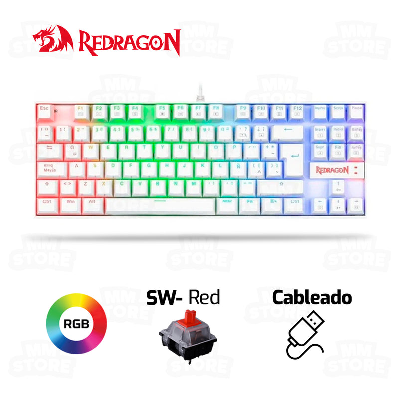 TECLADO REDRAGON KUMARA K552 | MECANICO | SW-RED | RGB | BLANCO